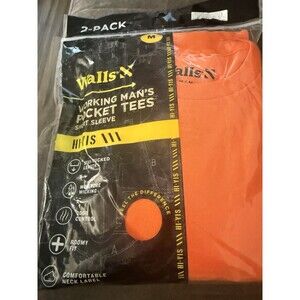 Walls Short Sleeve Working Man's Pocket Tees Medium  Hi Visible Orange 2 Pack